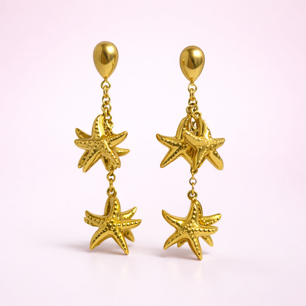 Boucles d’oreilles étoiles de mer dorées acier inoxydable | Gaou Bijoux
