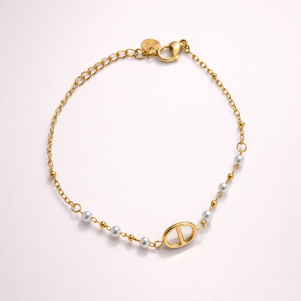 Bracelet Lola maille marine & perles acier inoxydable | bijoux acier inoxydable | Gaou Bijoux