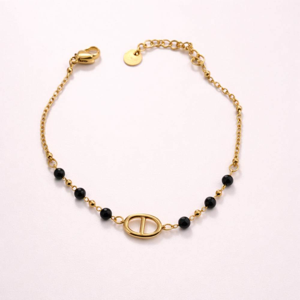 Bracelet Lola maille marine & perles acier inoxydable | bijoux acier inoxydable | Gaou Bijoux