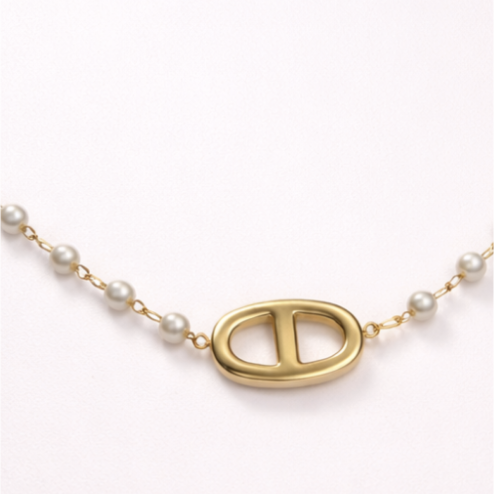 Collier perles maille marine acier inoxydable | bijoux acier inoxydable | Gaou Bijoux