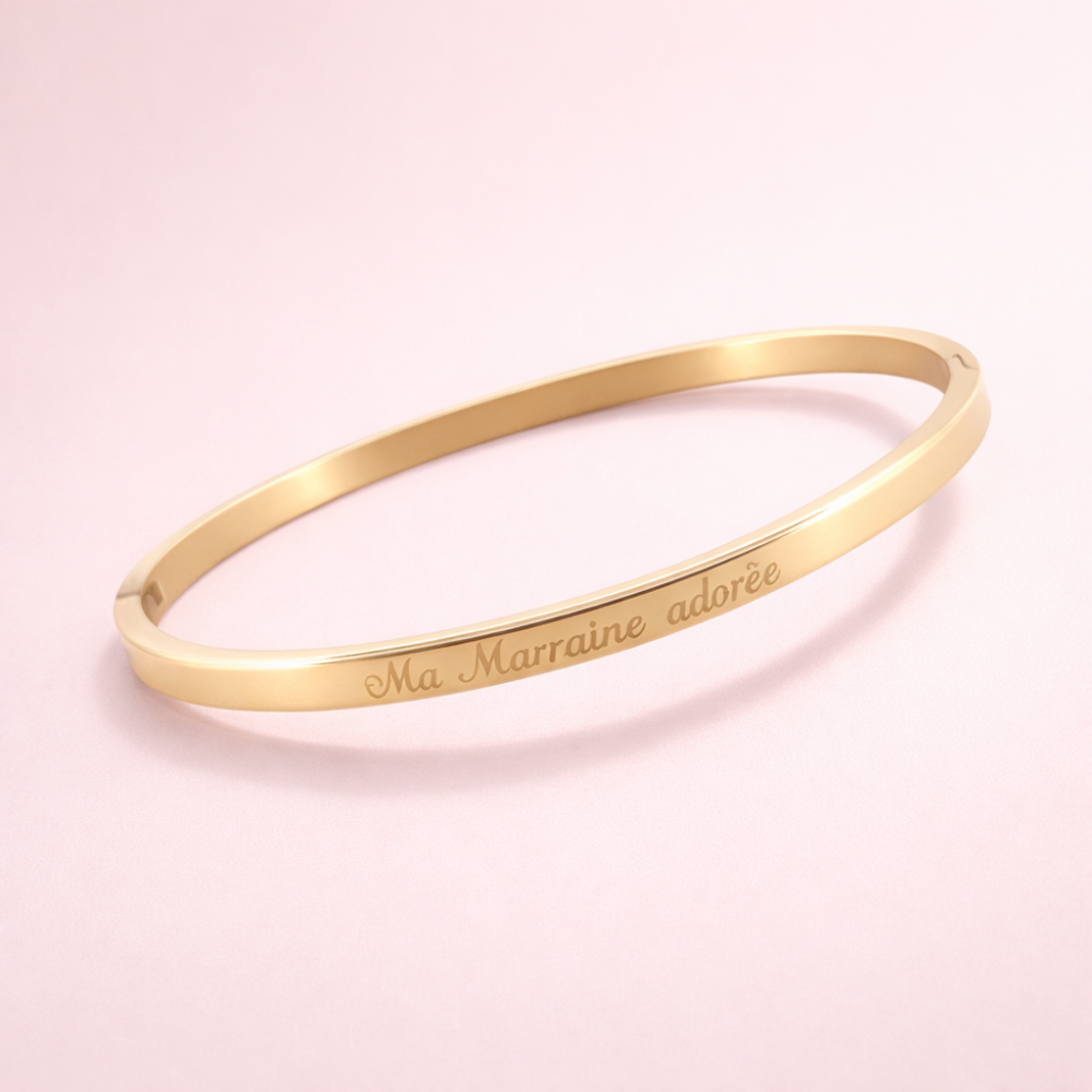 Bracelet jonc ma marraine adorée doré acier inoxydable | Gaou Bijoux