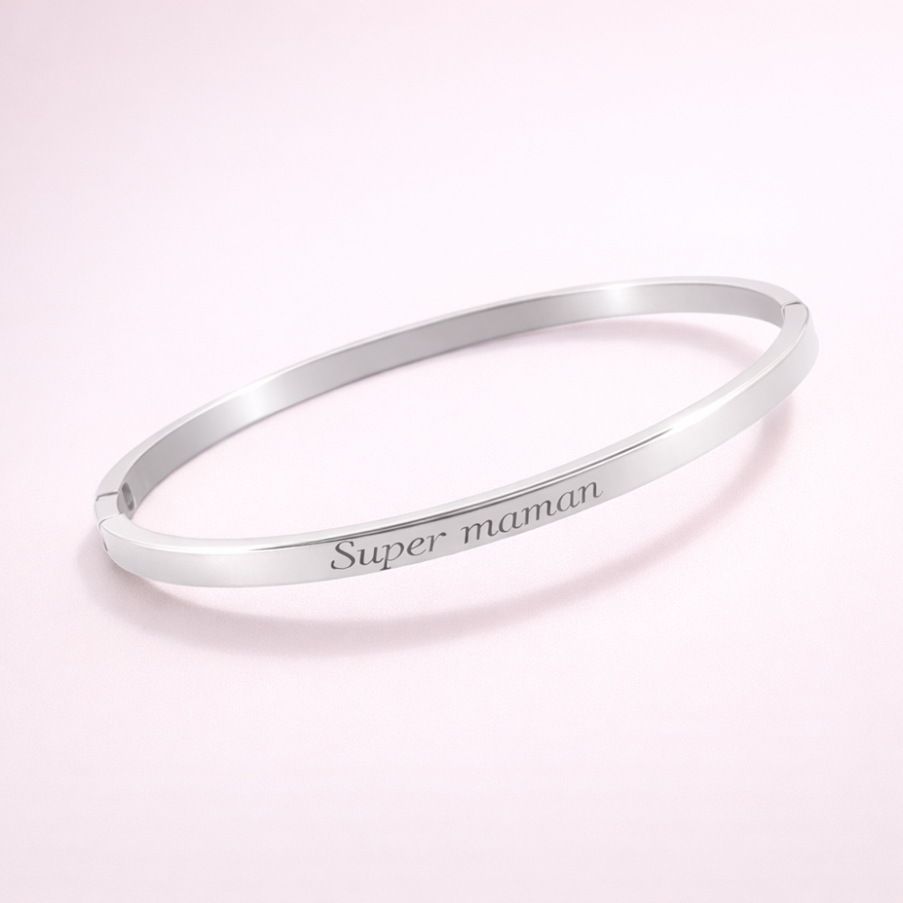 Jonc Super Maman en acier inoxydable doré | Gaou Bijoux