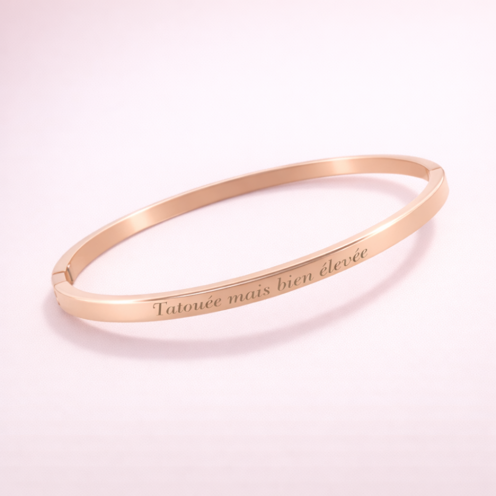 Bracelet Jonc Gravé Tatouée mais bien élevée – bijoux acier inoxydable | Gaou Bijoux