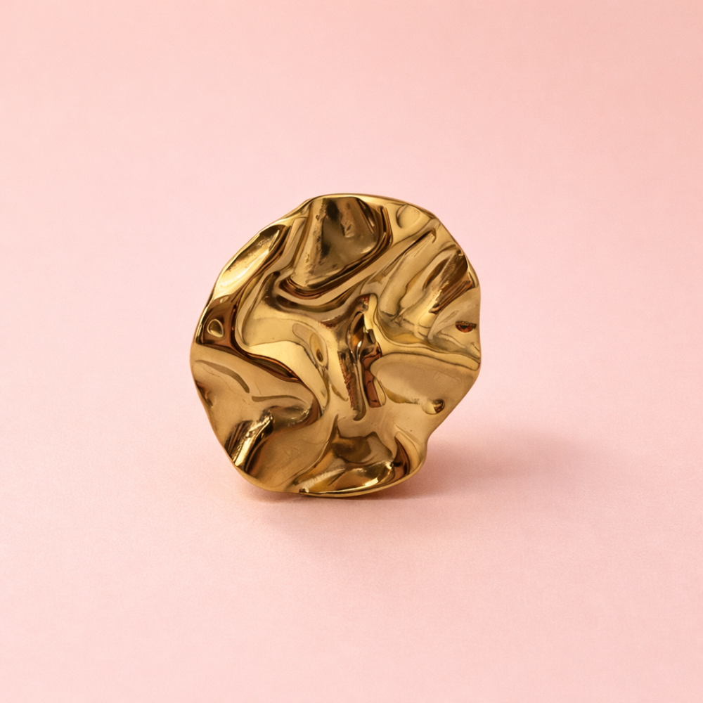 Bague martelée acier inoxydable doré | Gaou Bijoux
