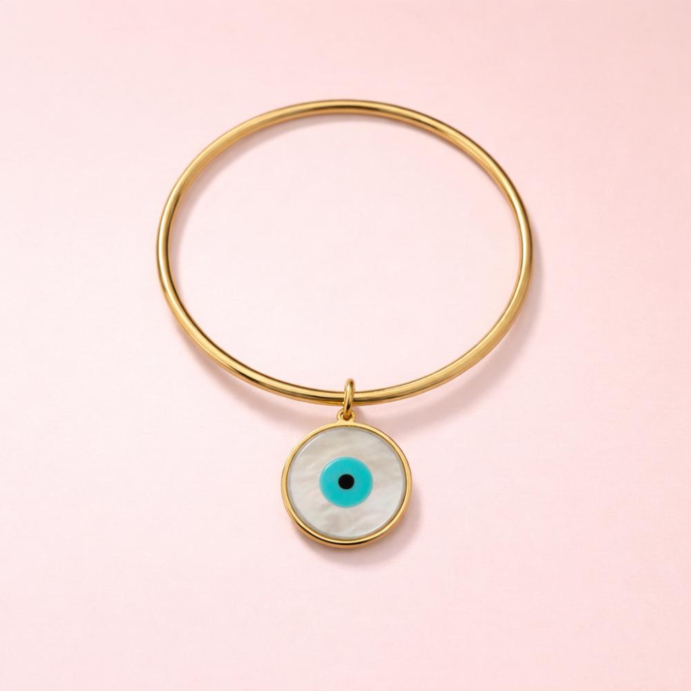 Jonc œil protecteur nacre acier inoxydable | Gaou Bijoux bijoux acier inoxydable