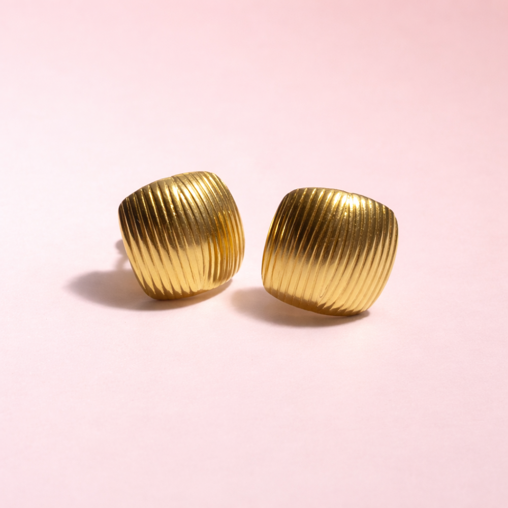 Boucles d’oreilles cannelées acier inoxydable doré | Gaou Bijoux bijoux acier inoxydable