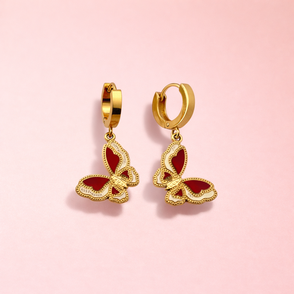 Boucles d’oreilles papillon rouge acier inoxydable | Gaou Bijoux bijoux acier inoxydable