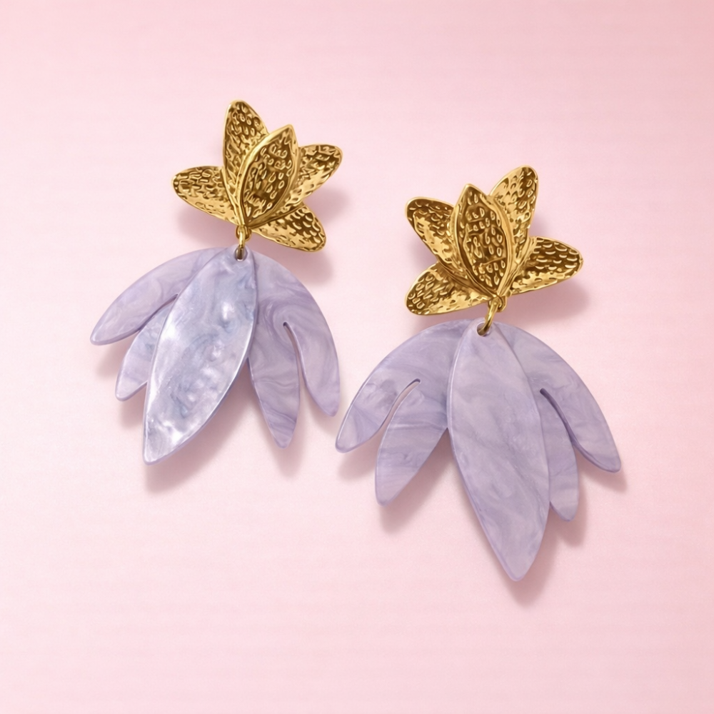 Boucles d’oreilles feuilles tropicales acier inoxydable | Gaou Bijoux bijoux acier inoxydable