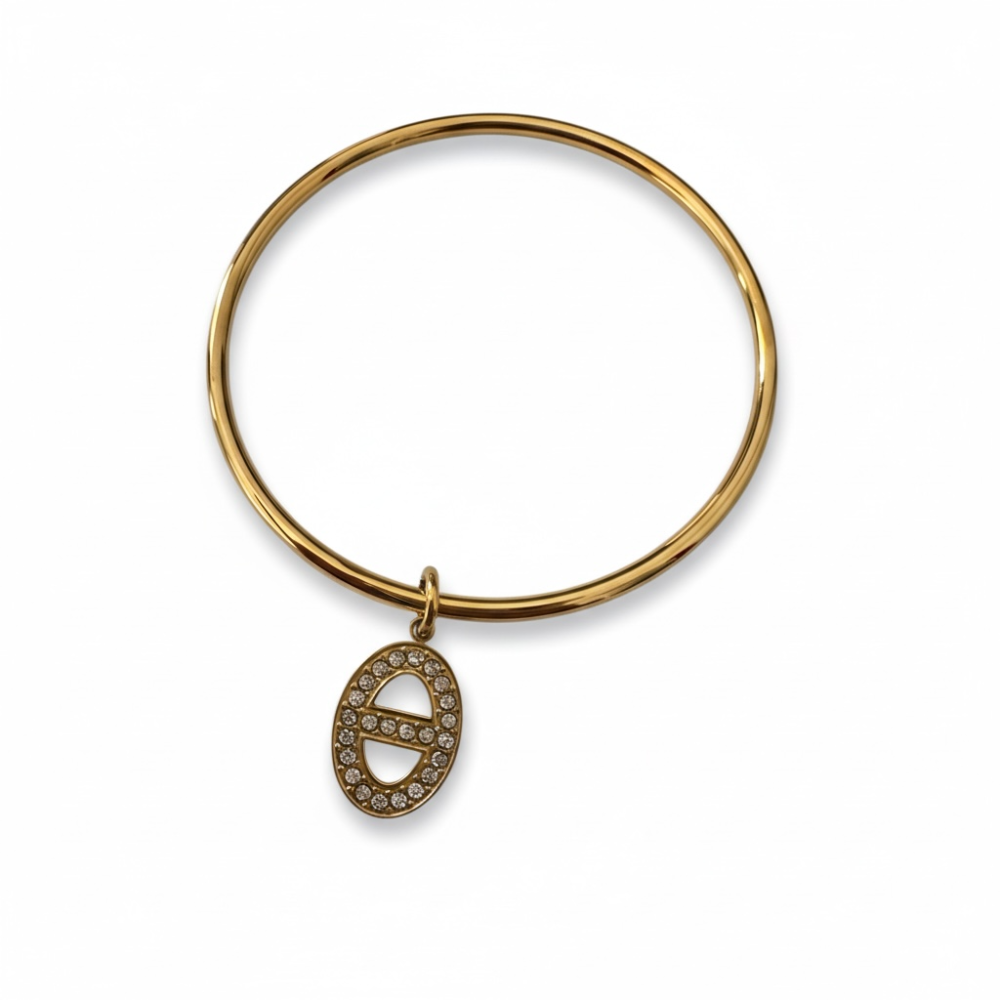 Bracelet jonc maille marine strass acier inoxydable | Gaou Bijoux bijoux acier inoxydable
