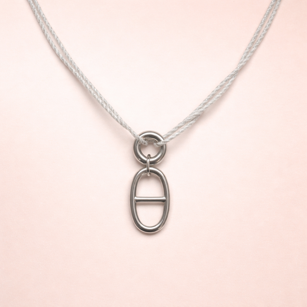 Collier cordon bicolore & maillon ovale Maille Marine acier inoxydable | Gaou Bijoux