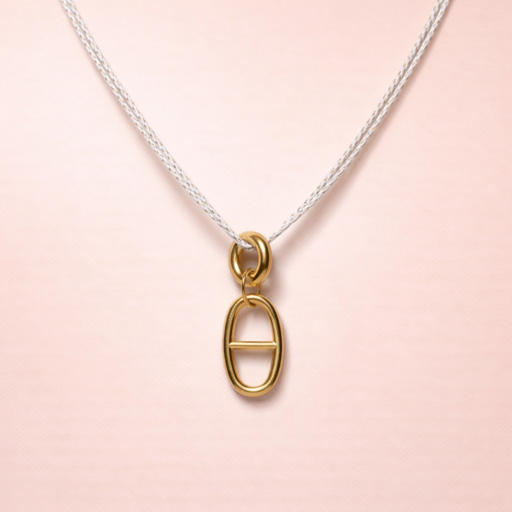 Collier cordon bicolore & maillon ovale Maille Marine acier inoxydable | Gaou Bijoux