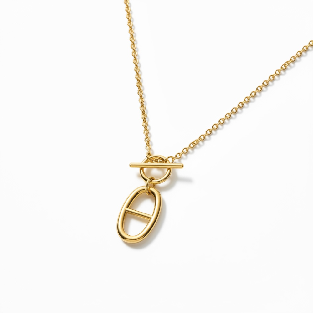 Collier Maeva - Maille Marine Ovale – Fermoir Barre