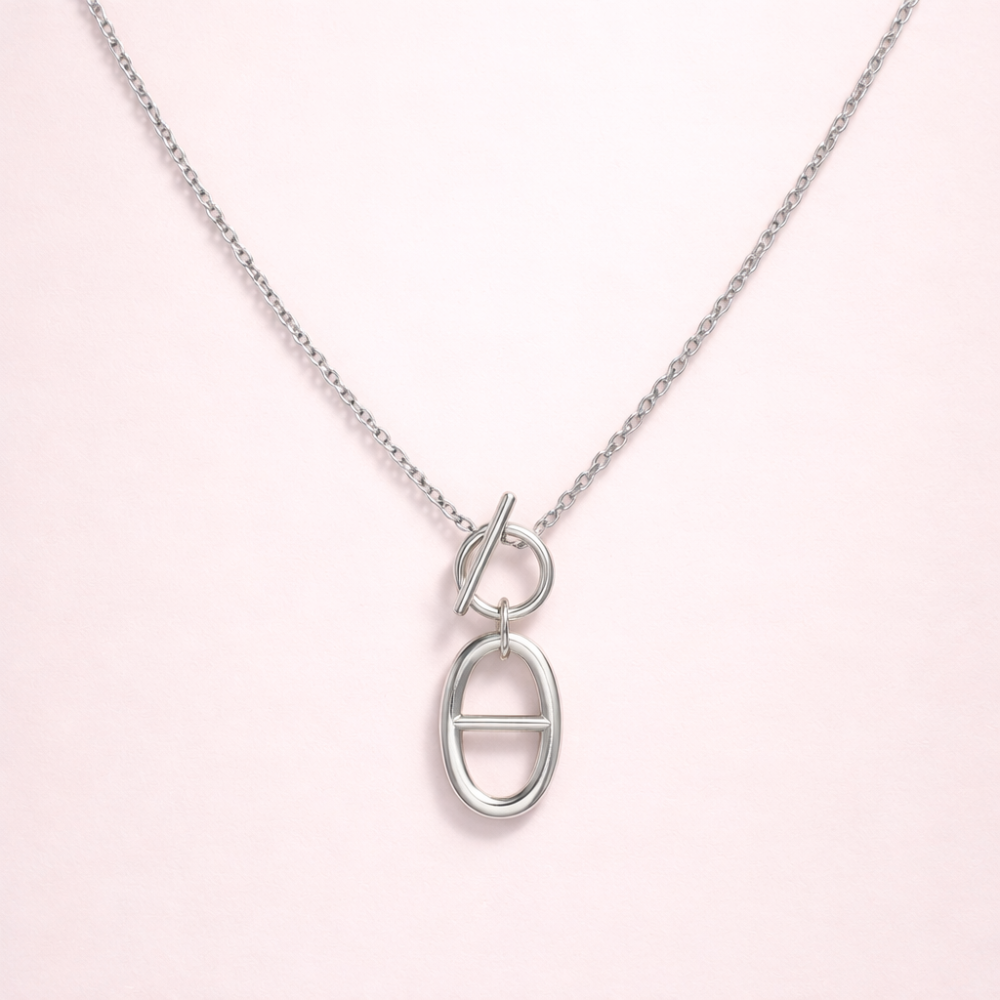 Collier Maeva - Maille Marine Ovale – Fermoir Barre