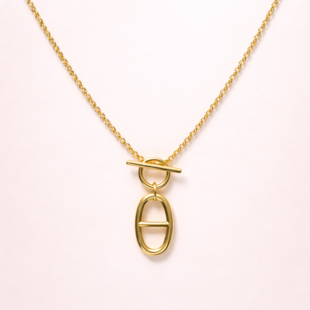 Collier Maeva - Maille Marine Ovale – Fermoir Barre