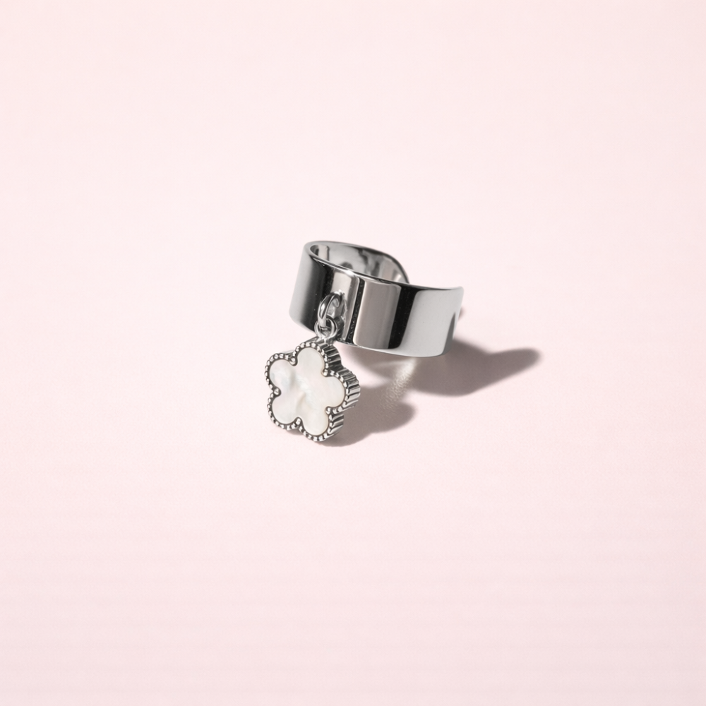Bague breloque fleur nacrée bijoux acier inoxydable | Gaou Bijoux