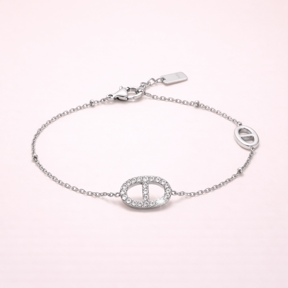 Bracelet Maille Marine Strass – Acier Inoxydable