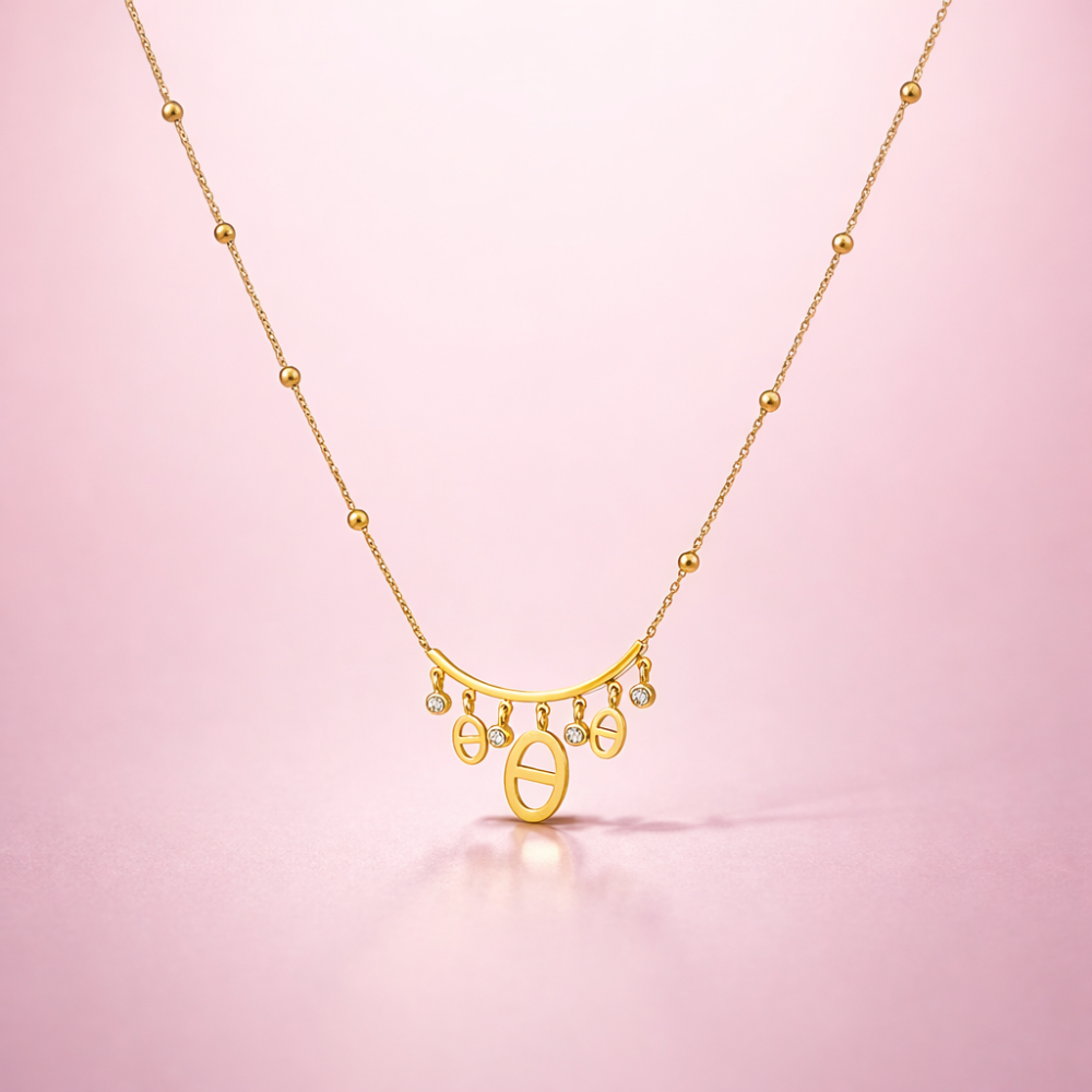 Collier maille marine strass barre incurvée bijoux acier inoxydable | Gaou Bijoux