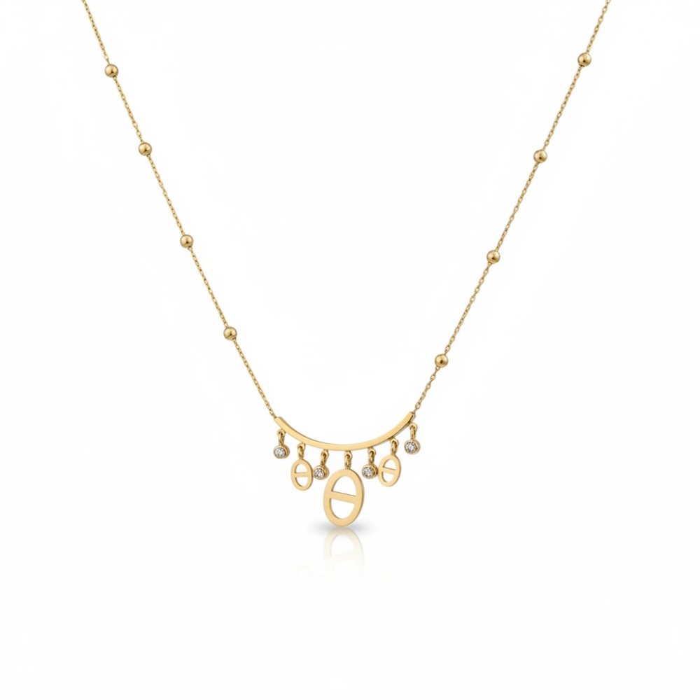 Collier maille marine strass barre incurvée bijoux acier inoxydable | Gaou Bijoux