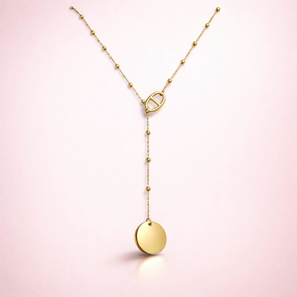 Collier Y maille marine médaillon bijoux acier inoxydable | Gaou Bijoux