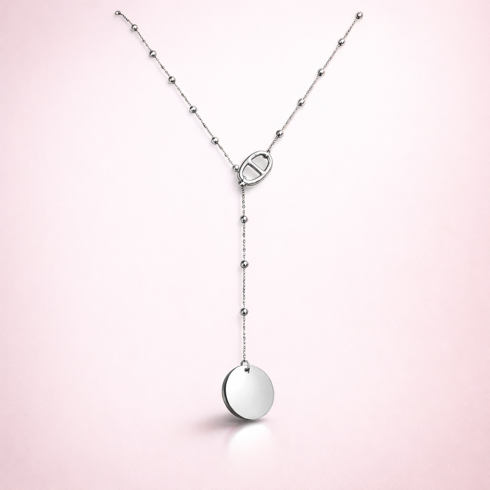 Collier Y maille marine médaillon bijoux acier inoxydable | Gaou Bijoux