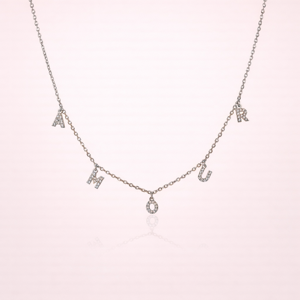 Collier lettres AMOUR strass bijoux acier inoxydable | Gaou Bijoux