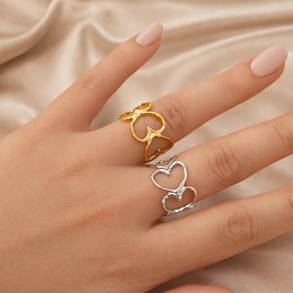 Bague cœurs entrelacés acier inoxydable | Gaou Bijoux