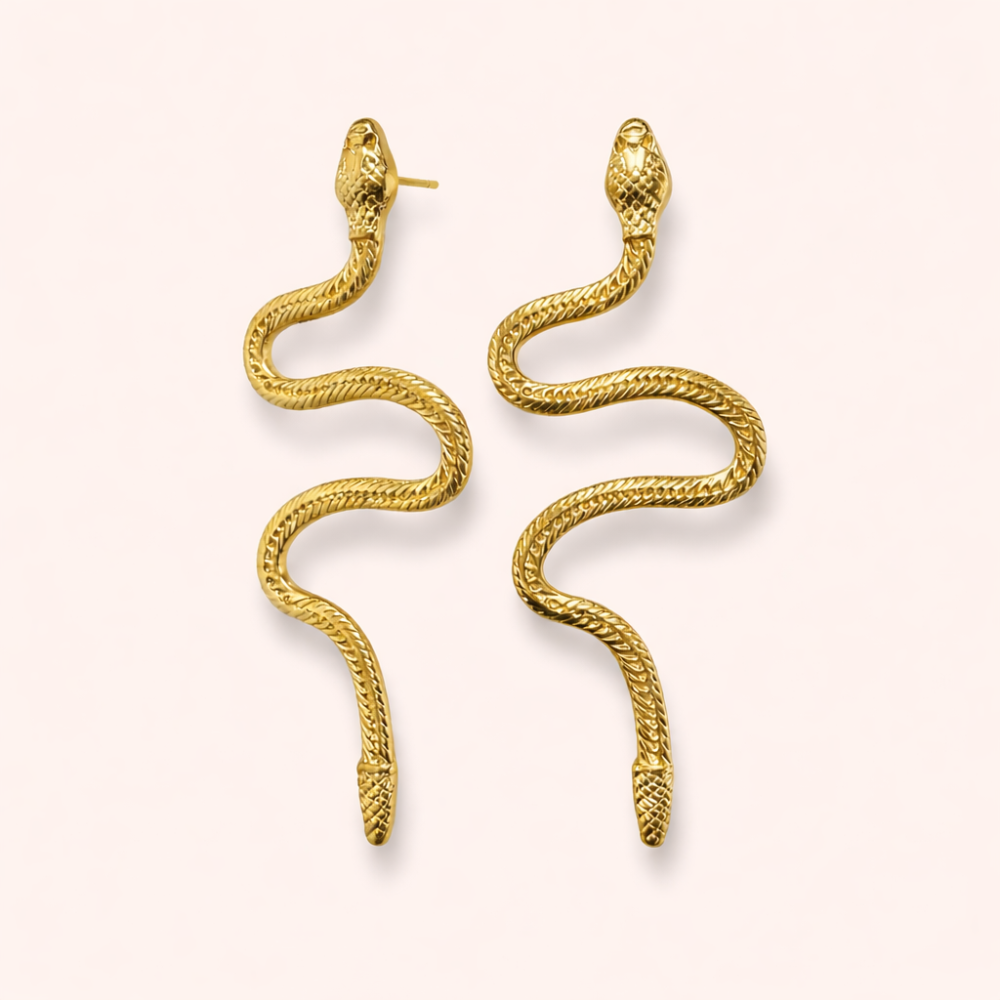 Boucles d’oreilles serpent doré | bijoux acier inoxydable | Gaou Bijoux