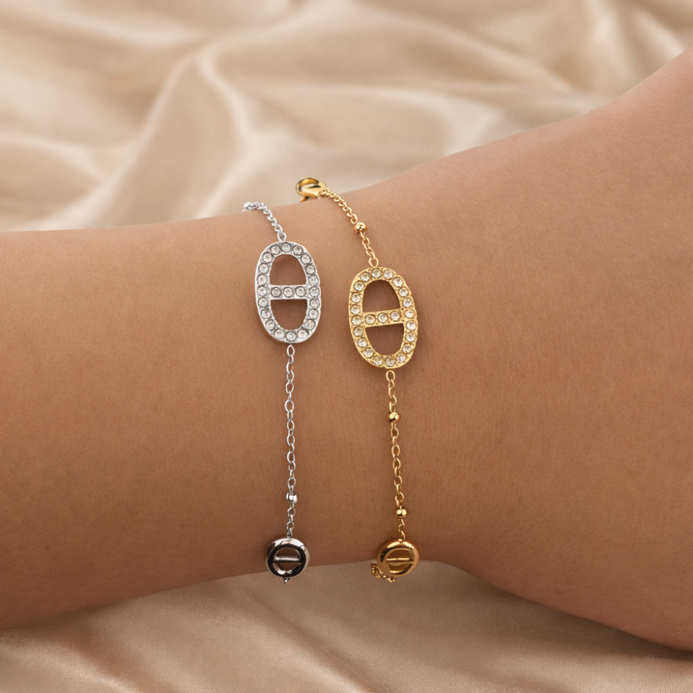 Bracelet Maille Marine Strass – Acier Inoxydable