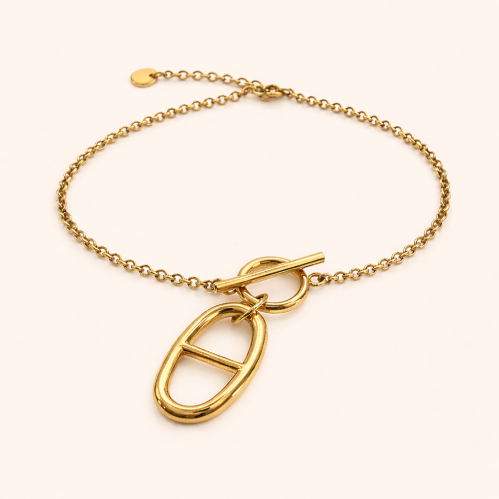 Bracelet chaîne d’ancre avec fermoir T en acier inoxydable doré