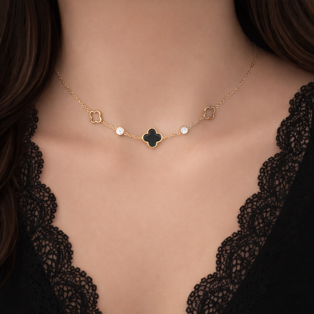 Collier Trèfles Acier Inoxydable