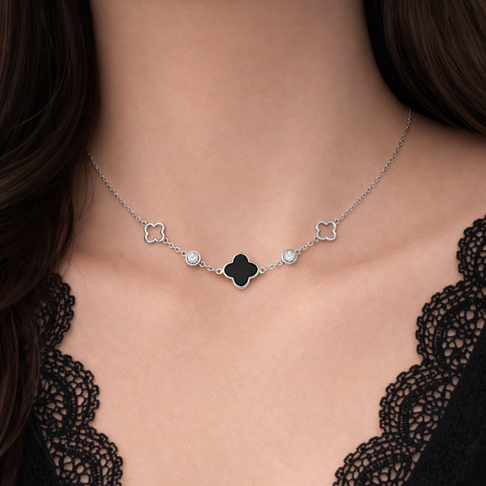 Collier trèfle en acier inoxydable | bijou porte-bonheur femme | Gaou Bijoux