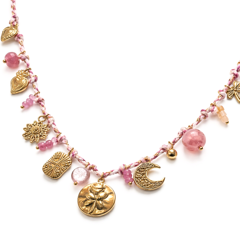 Parure corde charms en acier inoxydable | bijou bohème femme | Gaou Bijoux