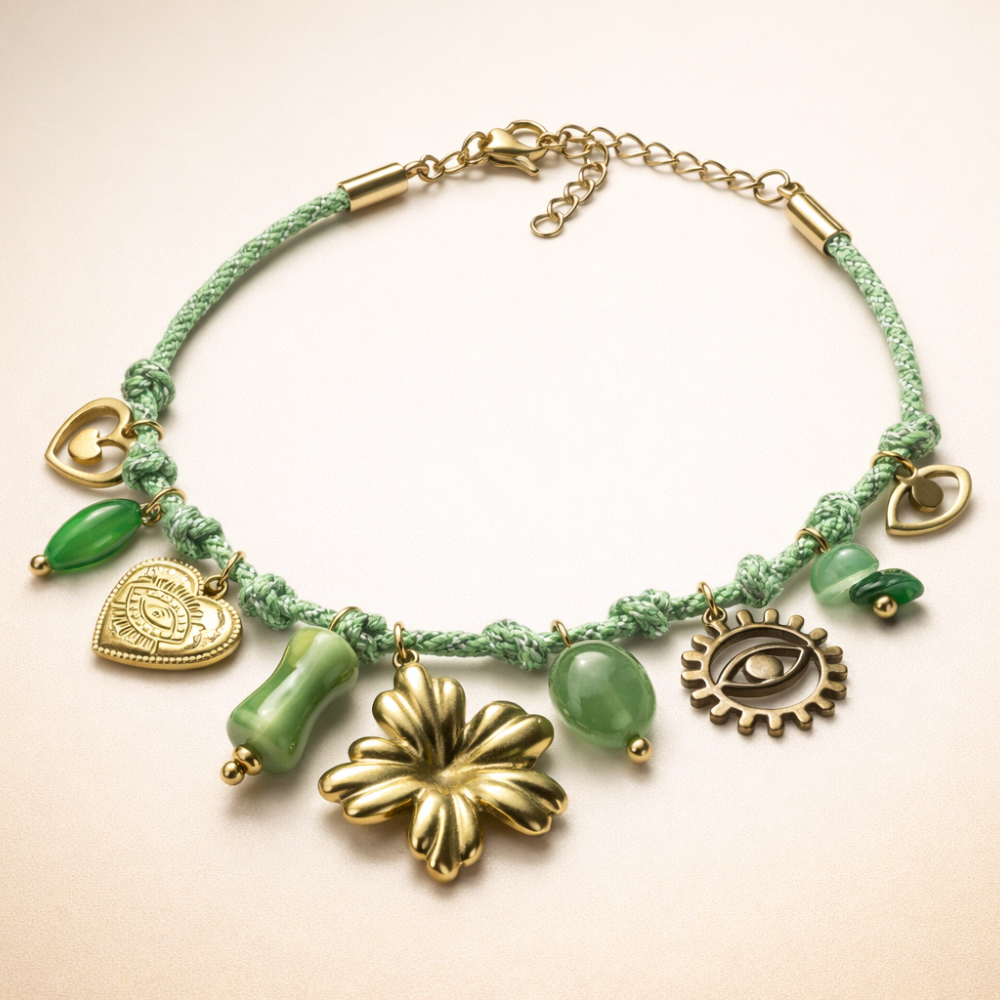 Parure corde charms en acier inoxydable | bijou bohème femme | Gaou Bijoux