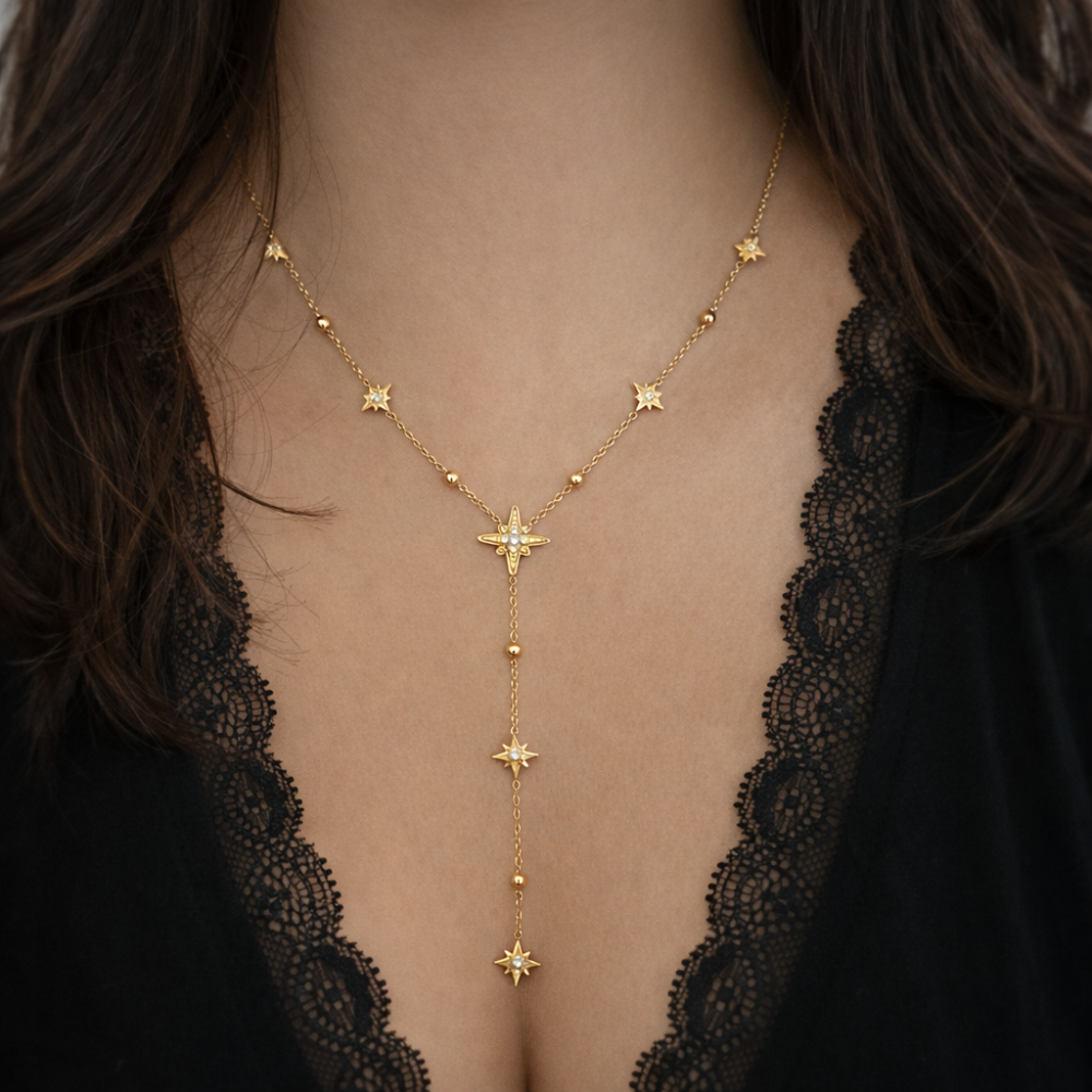 Collier Y étoiles en acier inoxydable bijoux acier inoxydable | Gaou Bijoux