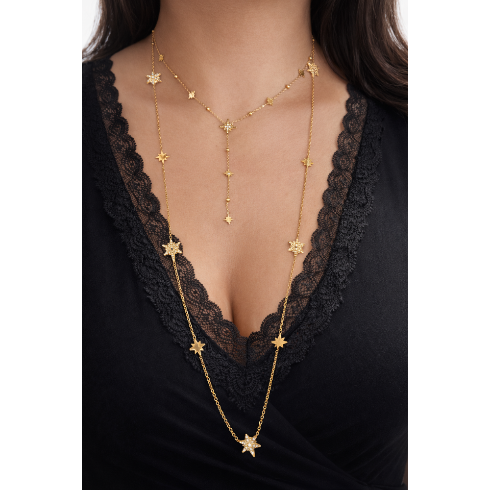 Sautoir étoiles en acier inoxydable bijoux acier inoxydable | Gaou Bijoux