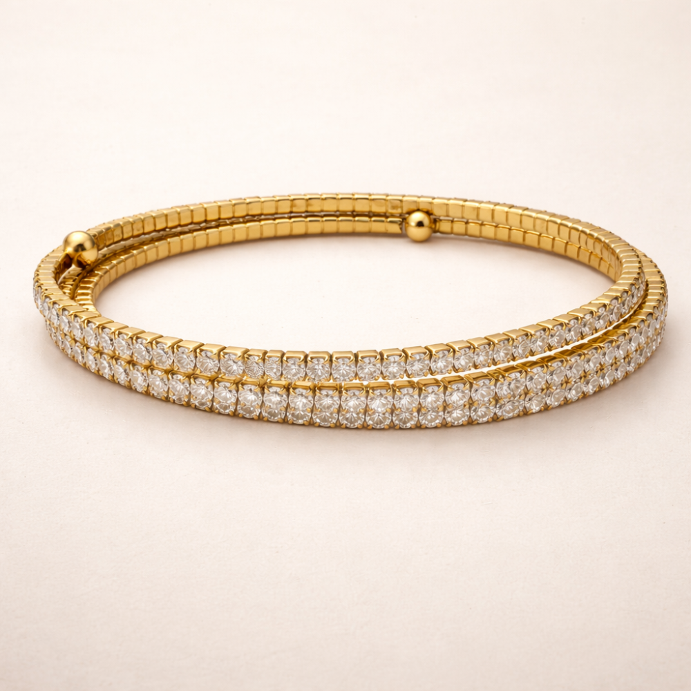 Bracelet triple rang enroulable serti de strass acier inoxydable bijoux acier inoxydable | Gaou Bijoux