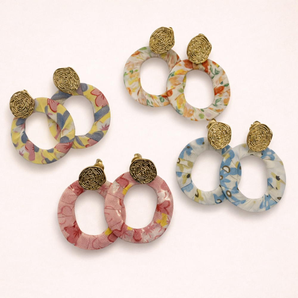 Boucles d’oreilles anneaux en tissu acier inoxydable bijoux acier inoxydable | Gaou Bijoux