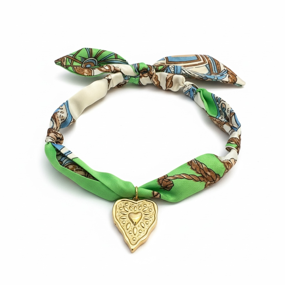 Collier cœur sur chaîne tissu acier inoxydable bijoux acier inoxydable | Gaou Bijoux