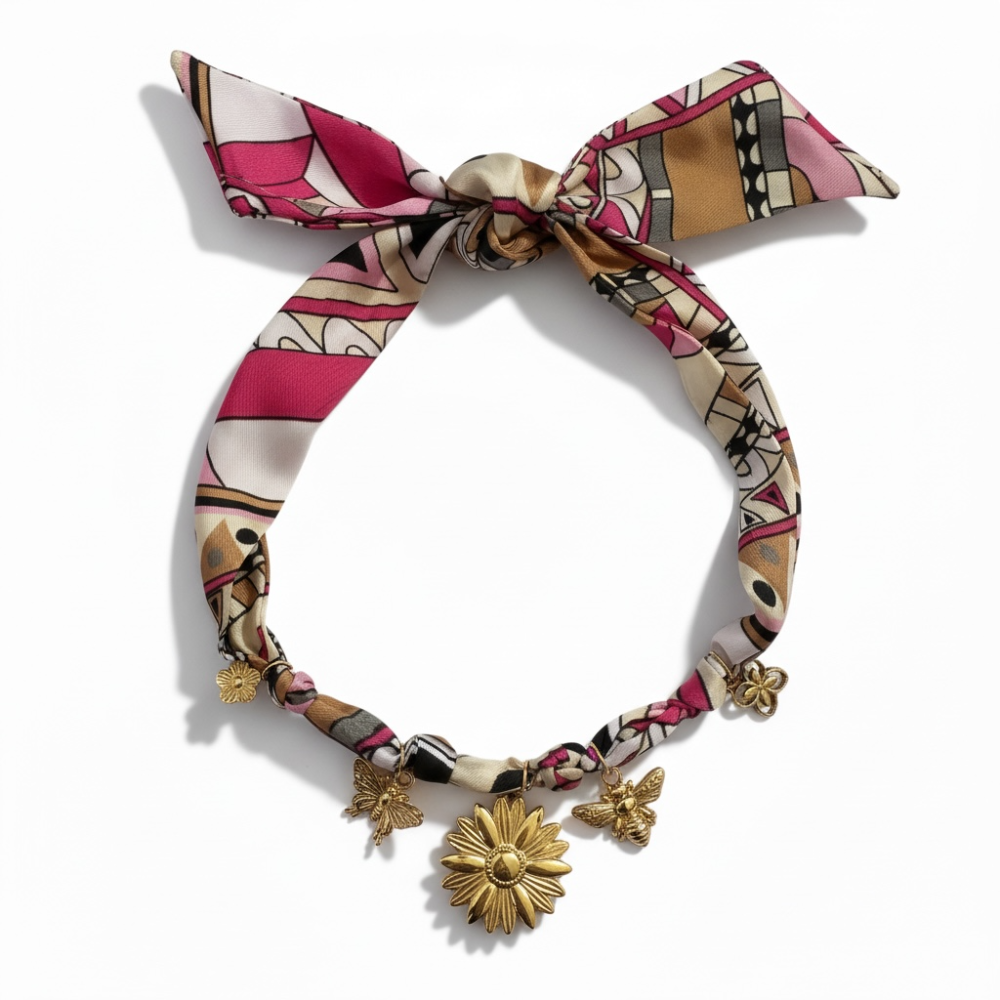 Collier charms bohème sur chaîne tissu acier inoxydable bijoux acier inoxydable | Gaou Bijoux