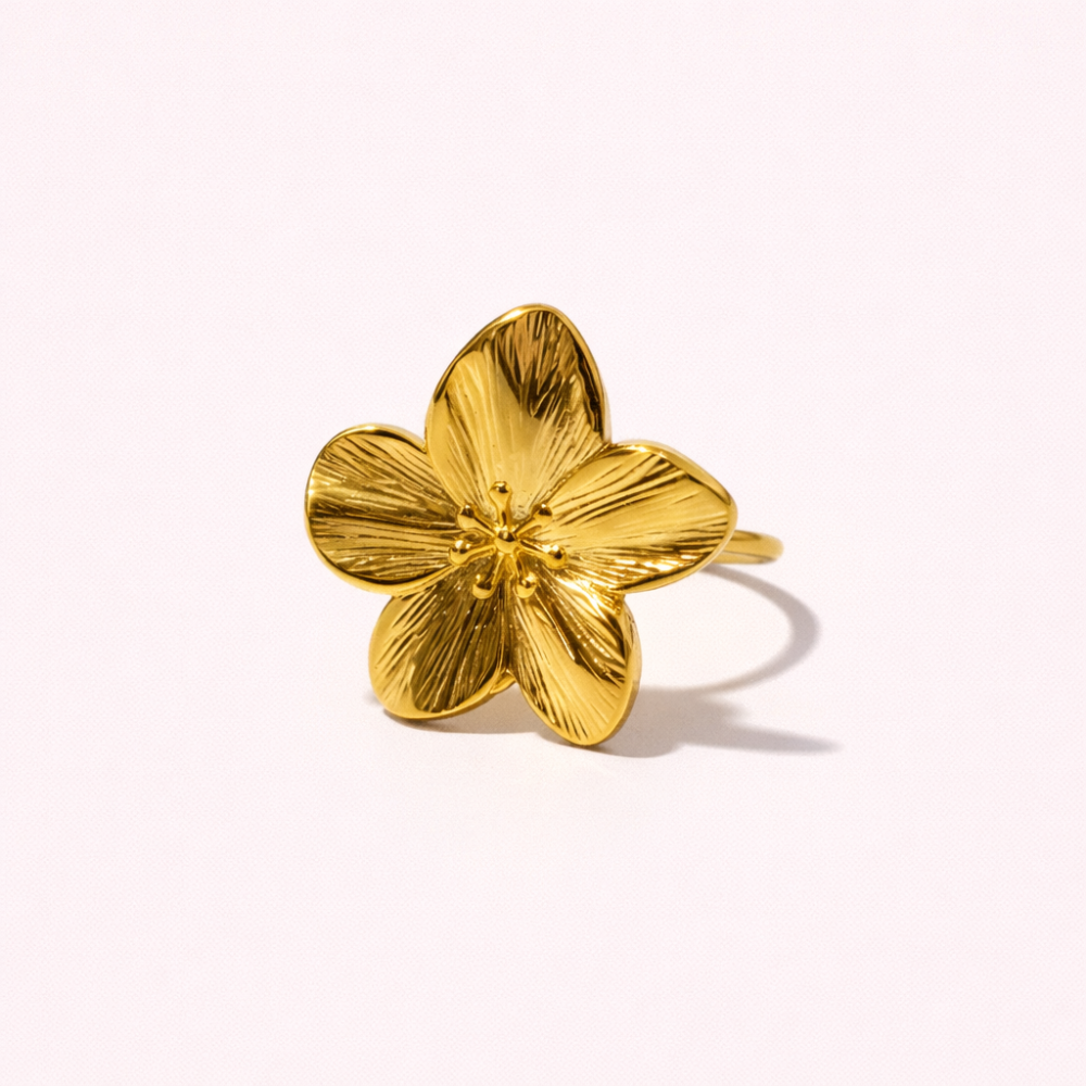 Bague Fleur Éclat dorée ou argentée bijoux acier inoxydable | Gaou Bijoux
