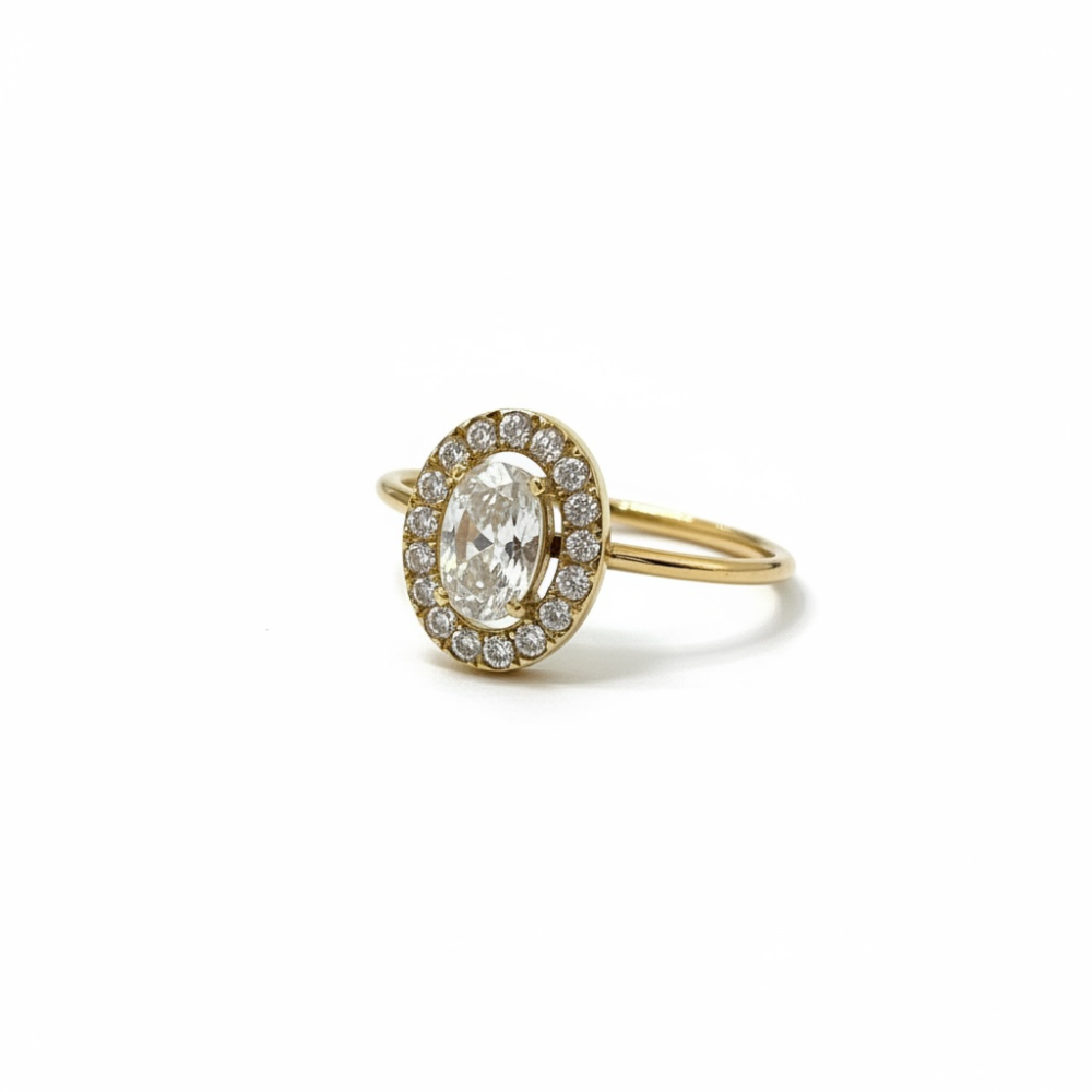 Bague pierre ovale et strass en acier inoxydable | Gaou Bijoux