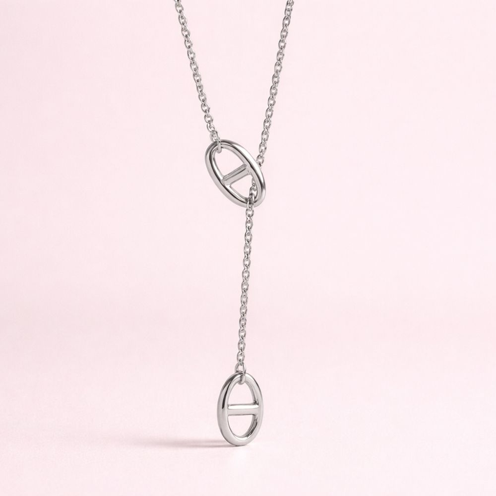 Collier Y Maille Marine Ovale – bijoux acier inoxydable | Gaou Bijoux