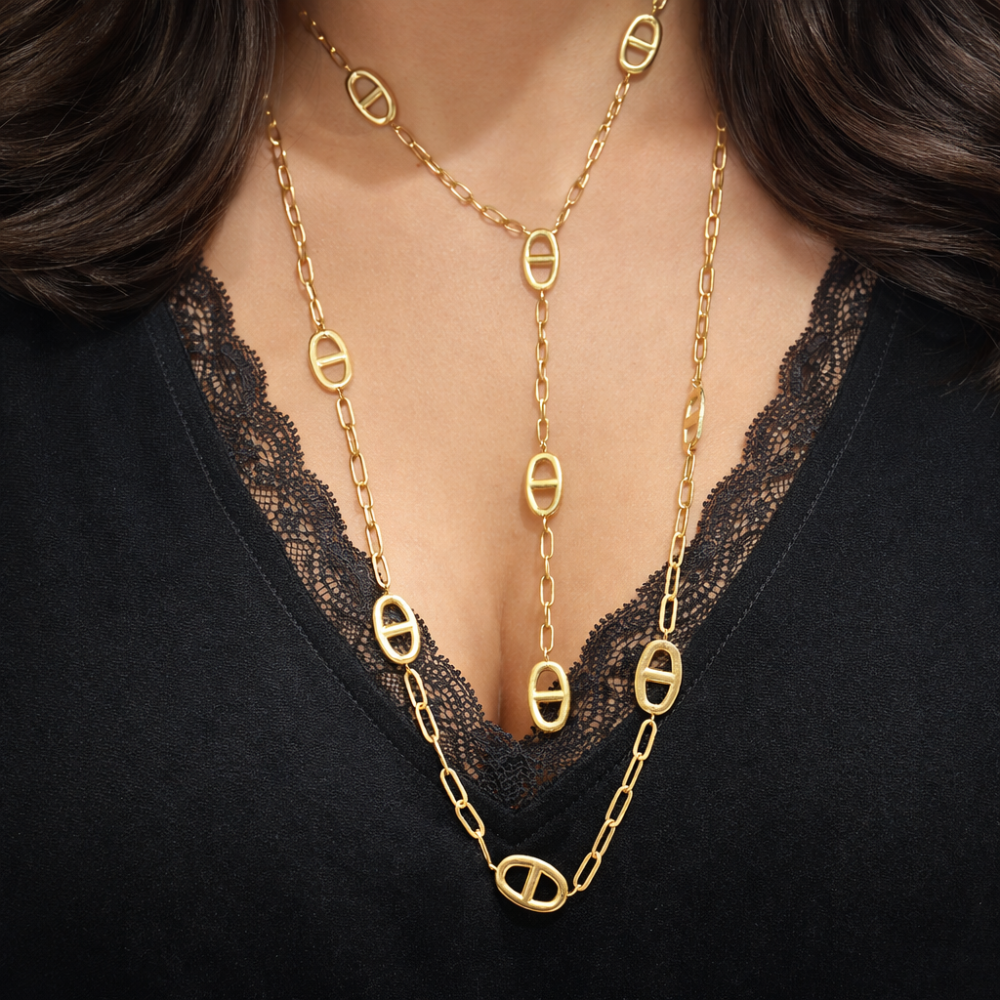 Sautoir maille marine ovale bijoux acier inoxydable | Gaou Bijoux