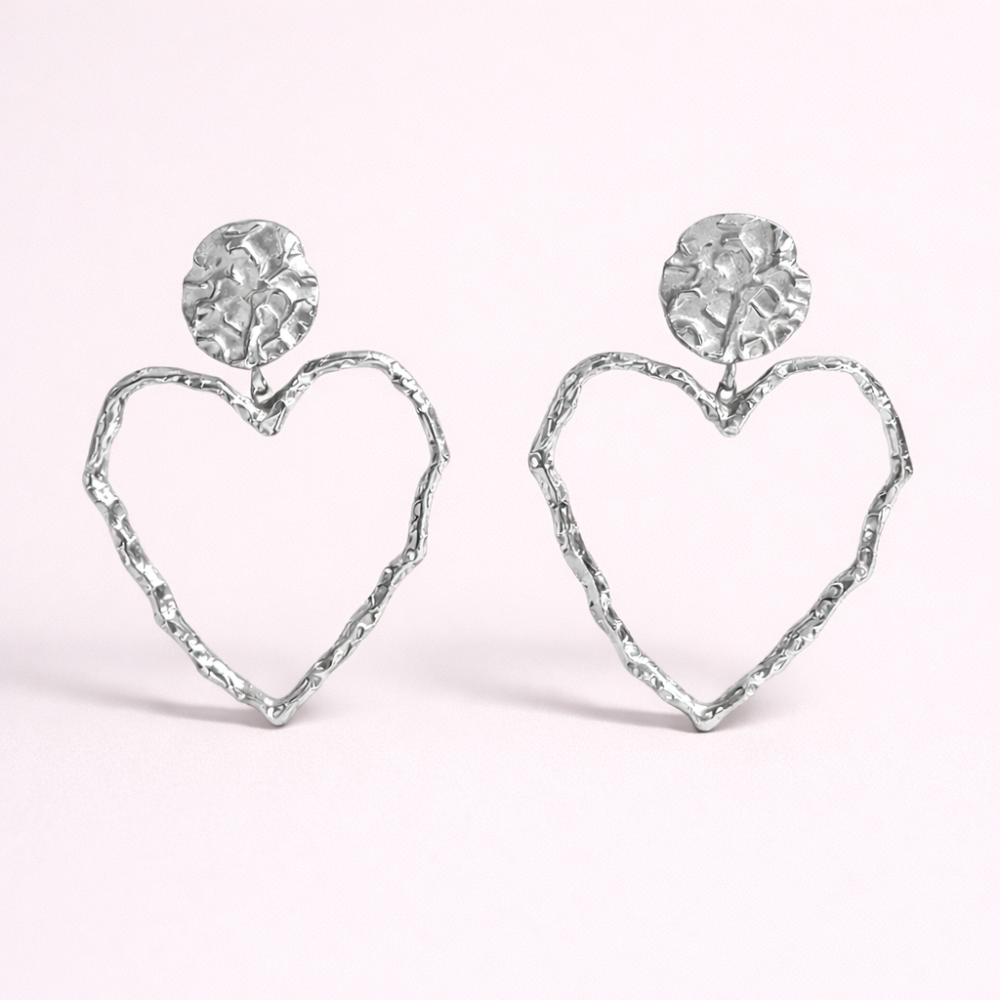 Boucles d’Oreilles Cœur Martelé| Gaou Bijoux