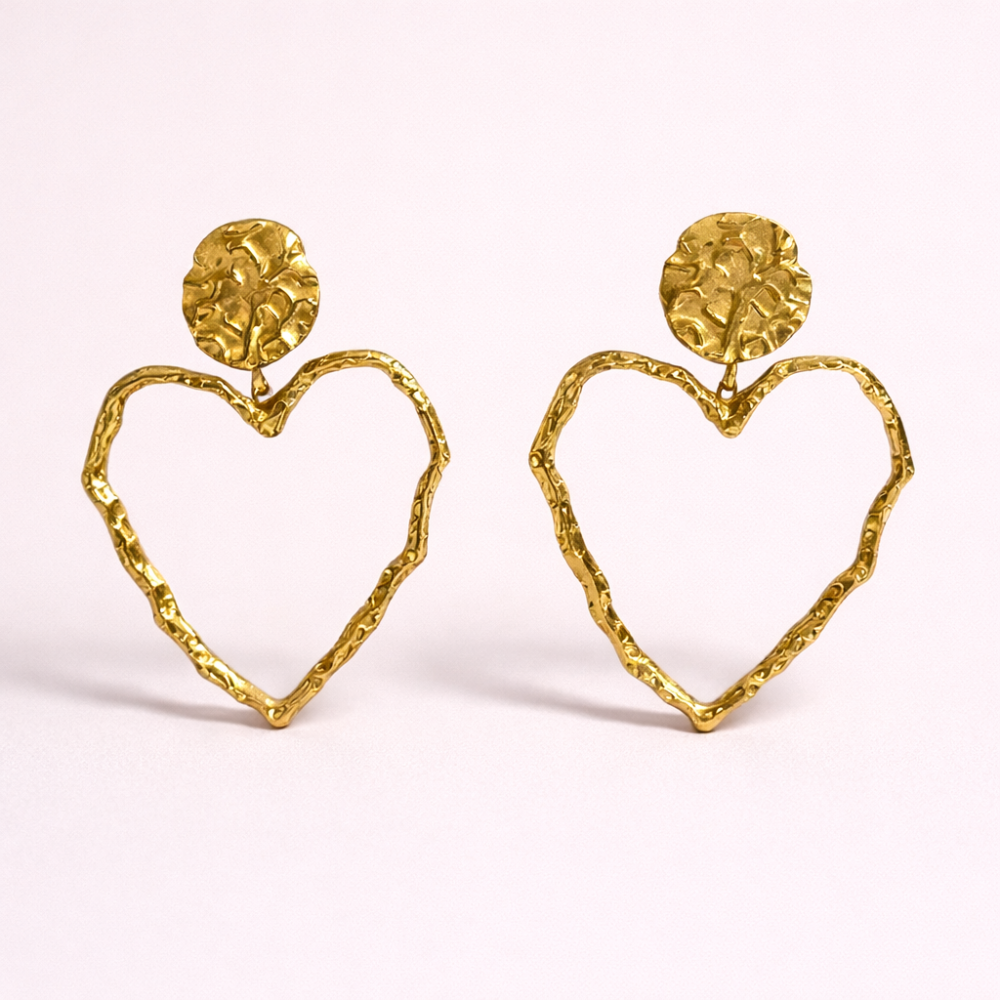 Boucles d’Oreilles Cœur Martelé| Gaou Bijoux