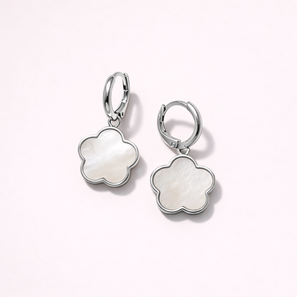 Boucles d’oreilles fleur nacrée en acier inoxydable | Gaou Bijoux