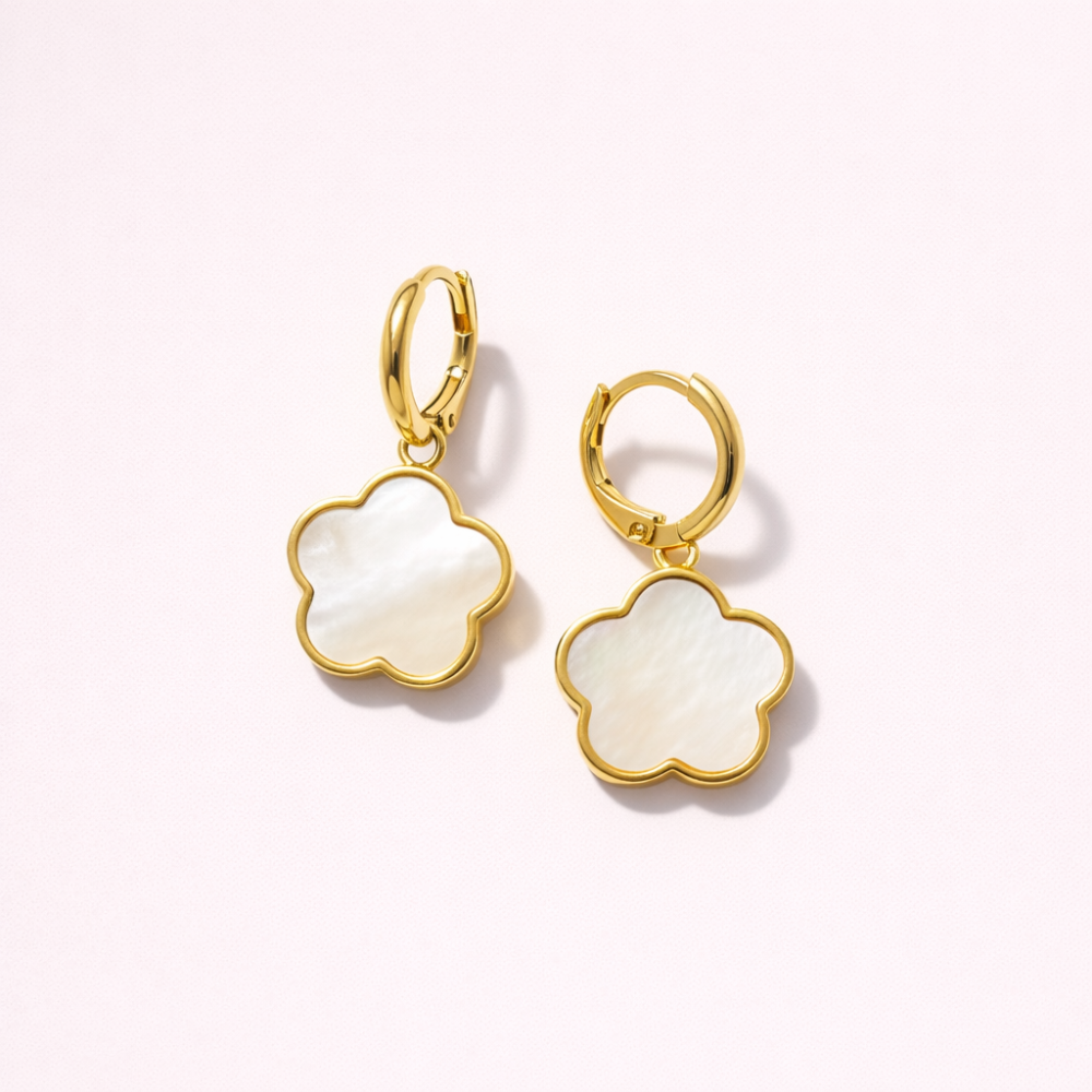 Boucles d’oreilles fleur nacrée en acier inoxydable | Gaou Bijoux