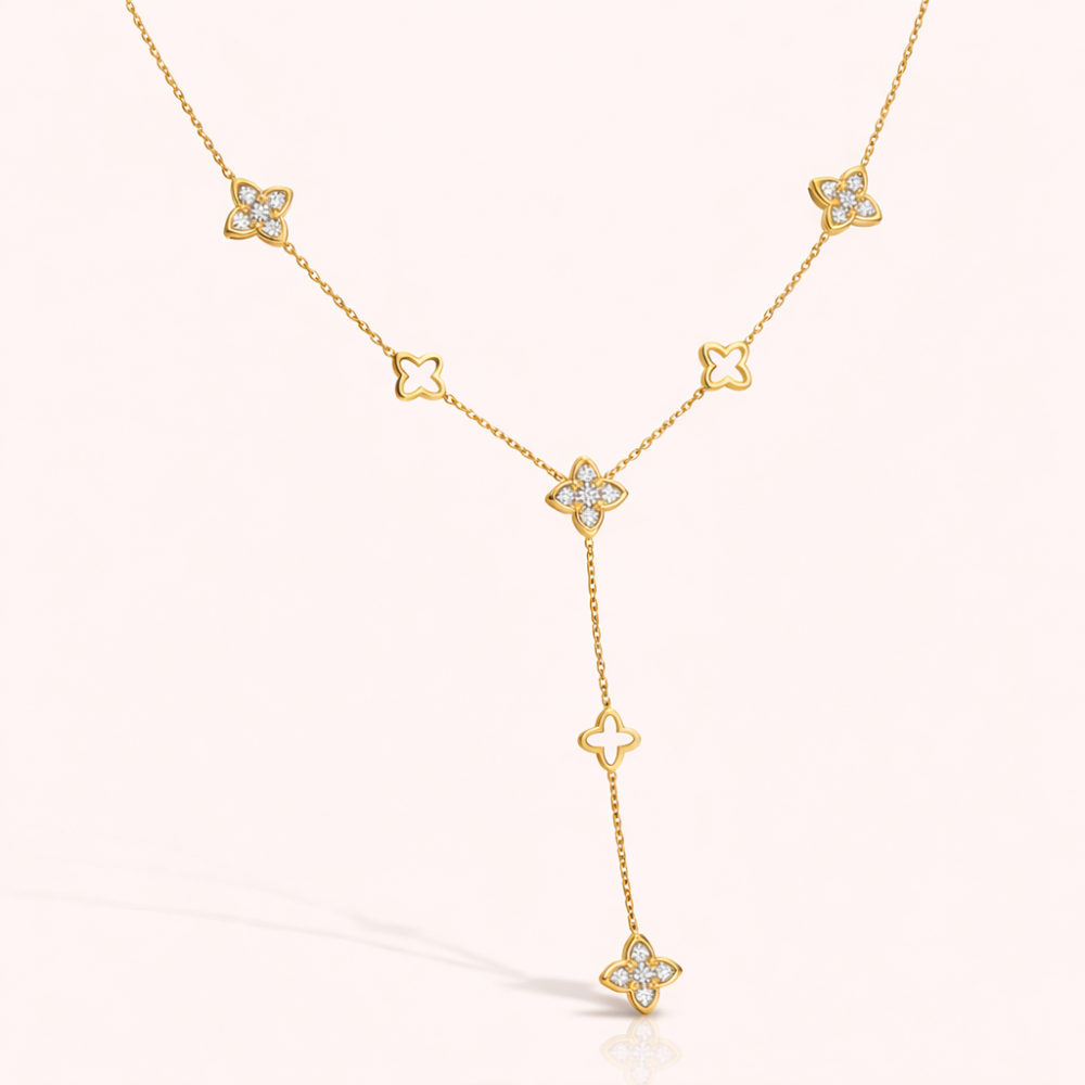 Collier Y trèfles en acier inoxydable bijoux acier inoxydable | Gaou Bijoux