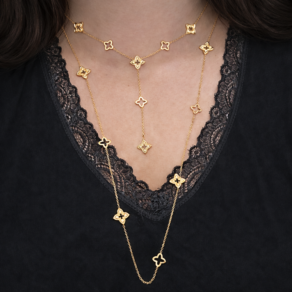 Sautoir Mila trèfles  en acier inoxydable bijoux acier inoxydable | Gaou Bijoux