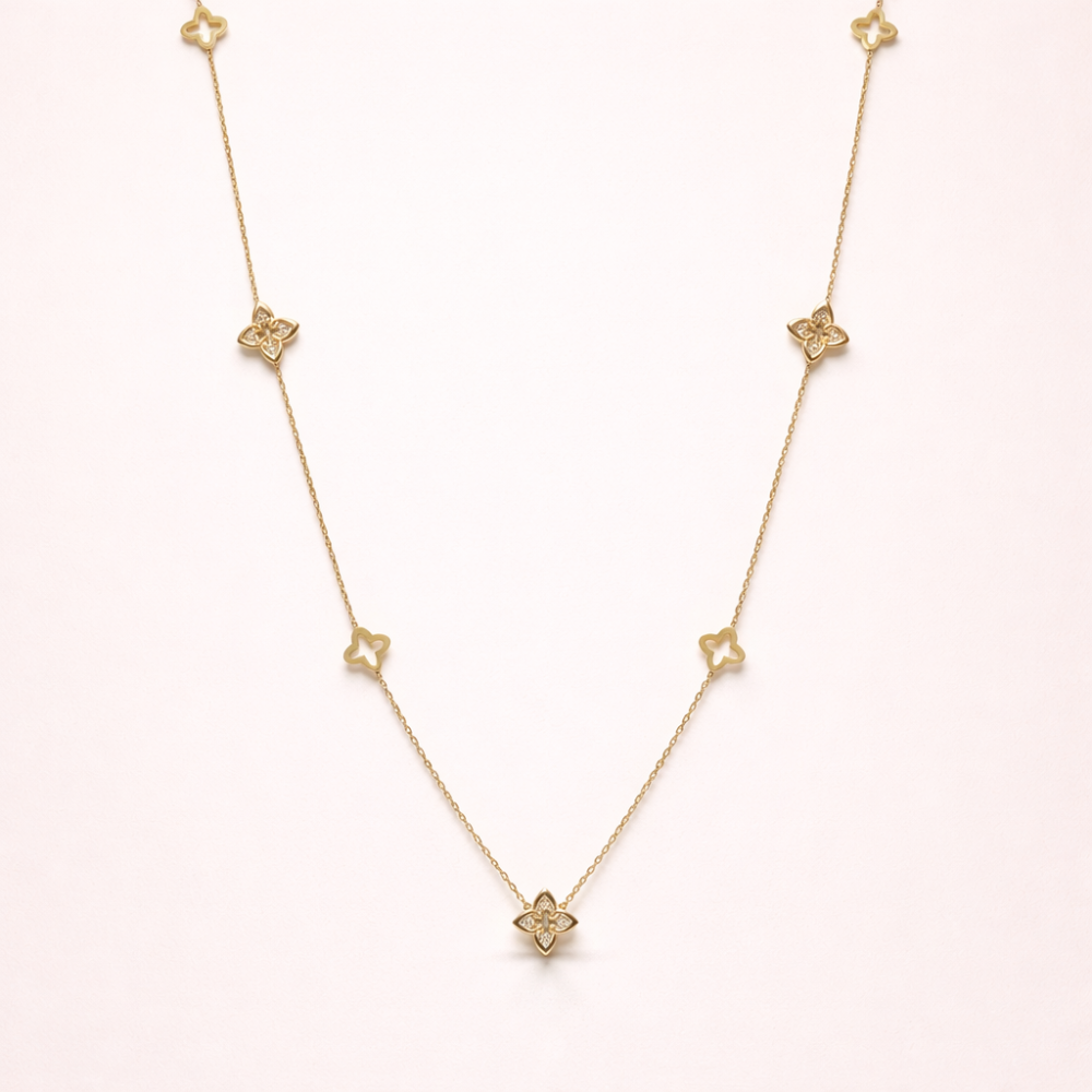 Sautoir Mila trèfles  en acier inoxydable bijoux acier inoxydable | Gaou Bijoux